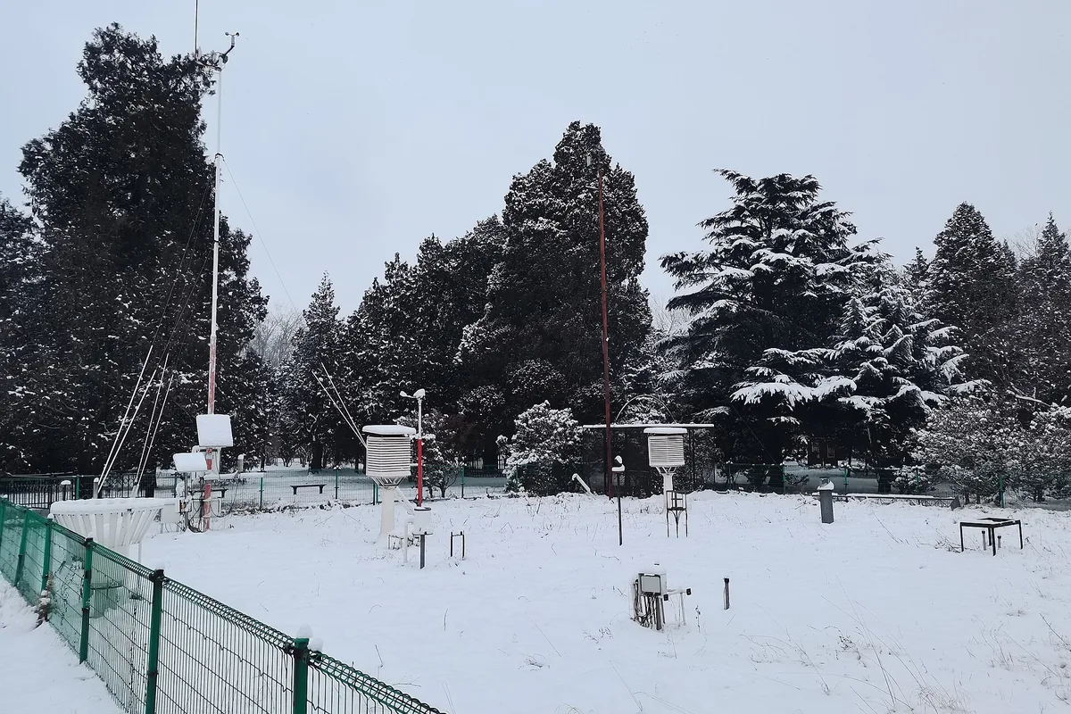 Temple of Heaven Park covered in winter snow