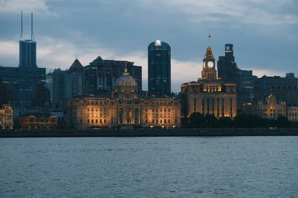Historic Bund buildings on Shanghai's Huangpu River waterfront