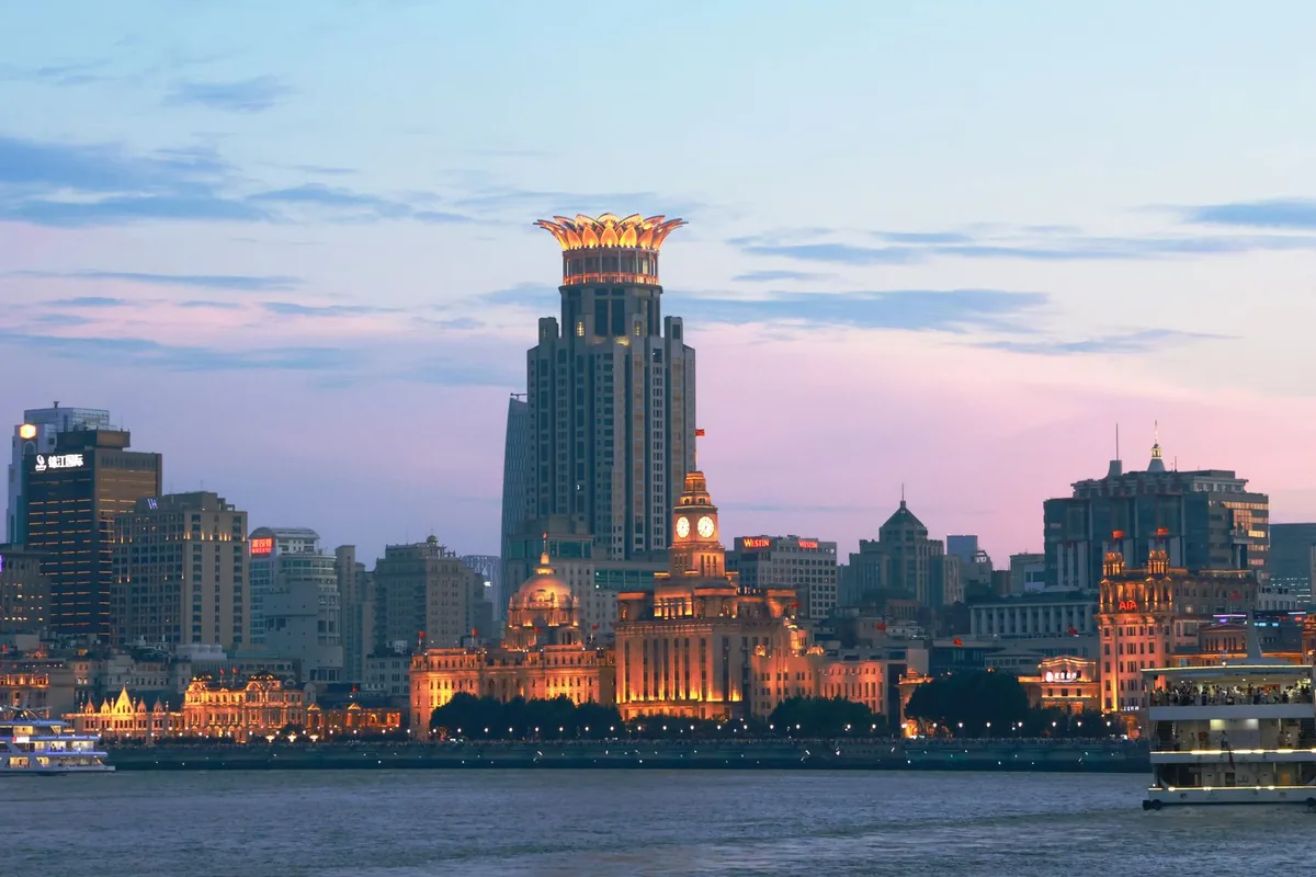 The Bund skyline in Shanghai at dusk