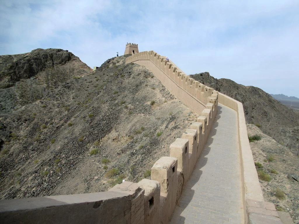 Steps along the Overhanging Great Wall near Jiayuguan