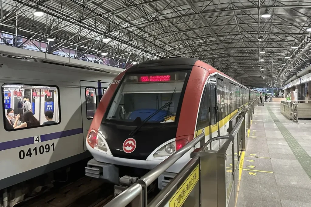 Shanghai Metro Line 3 train at Zhenping Road station