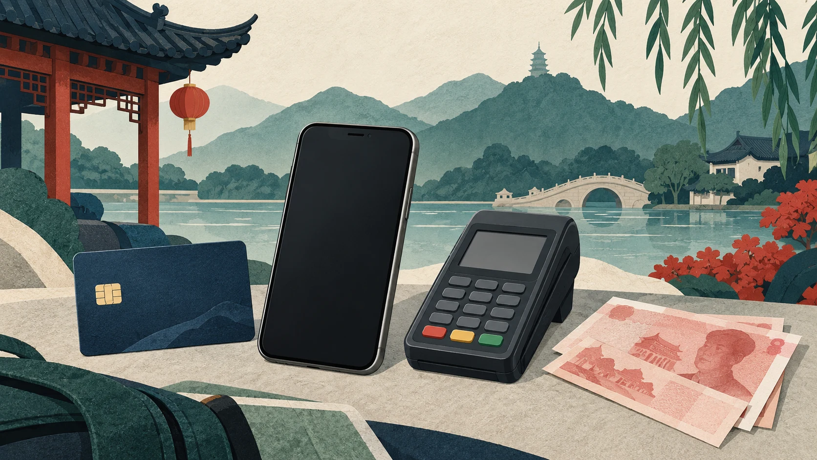Unbranded bank card, phone, payment terminal and modest cash backup