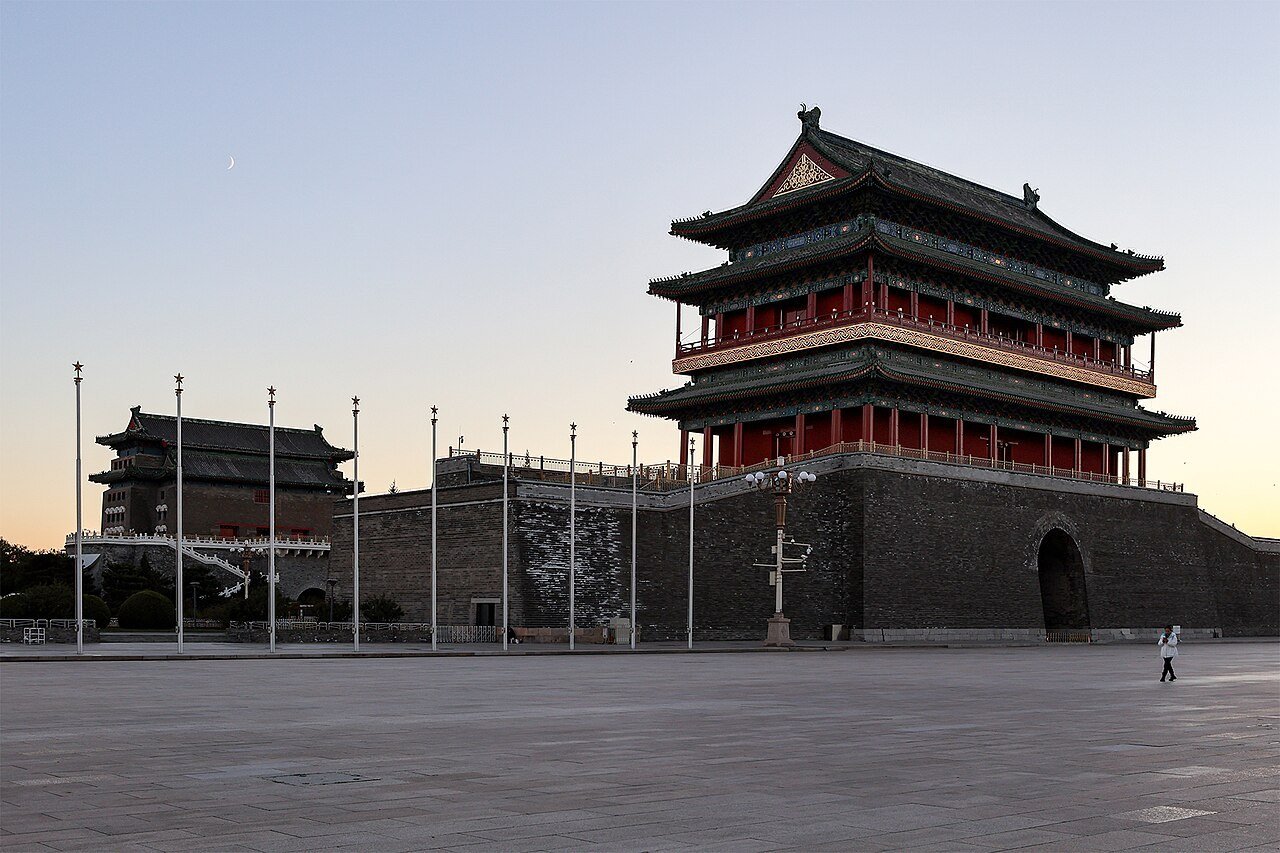 Zhengyangmen city gate tower and the separate arrow tower in Beijing